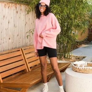 Smash & Tess cozy knit pink mock-neck sweater